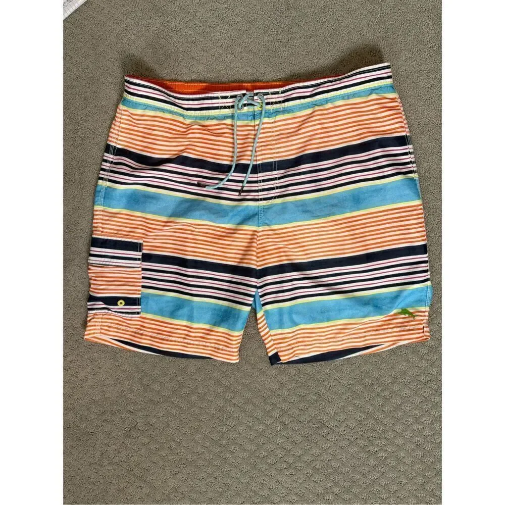Tommy Bahama XXL Multicolor Striped Swim Trunks